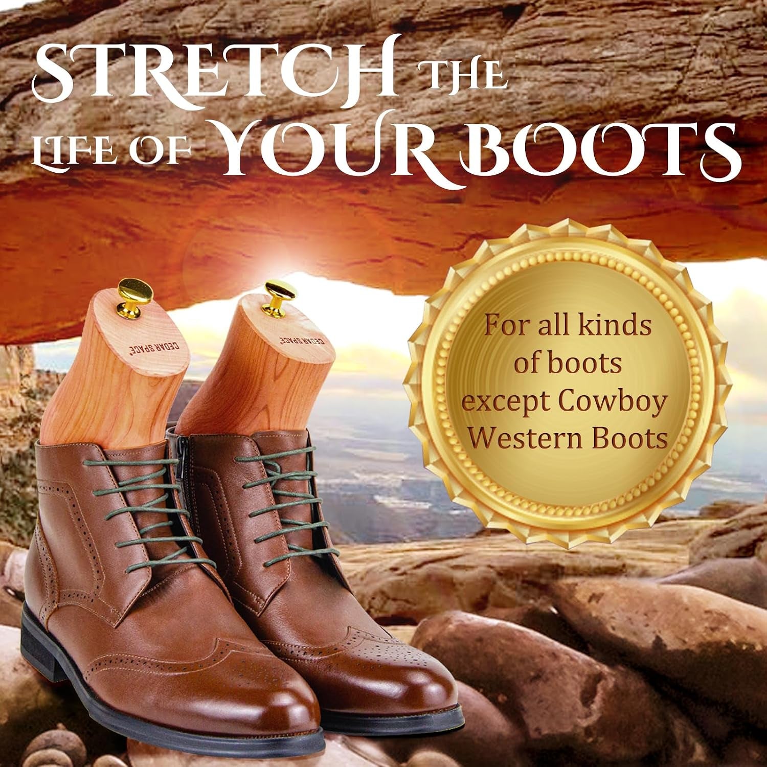 Cedar Boot Tree, 8-14 Sizes 100% Natural Wooden Boot Stretcher